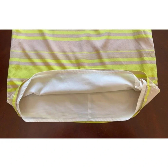 Amanda Uprichard 100% Silk Neon Yellow and Tan Striped Mini Shift Dress Size S - Picture 9 of 10